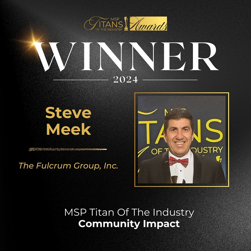 Steve Meek receiving an inaugural 2024 MSP Titans industry award, for Community Impact