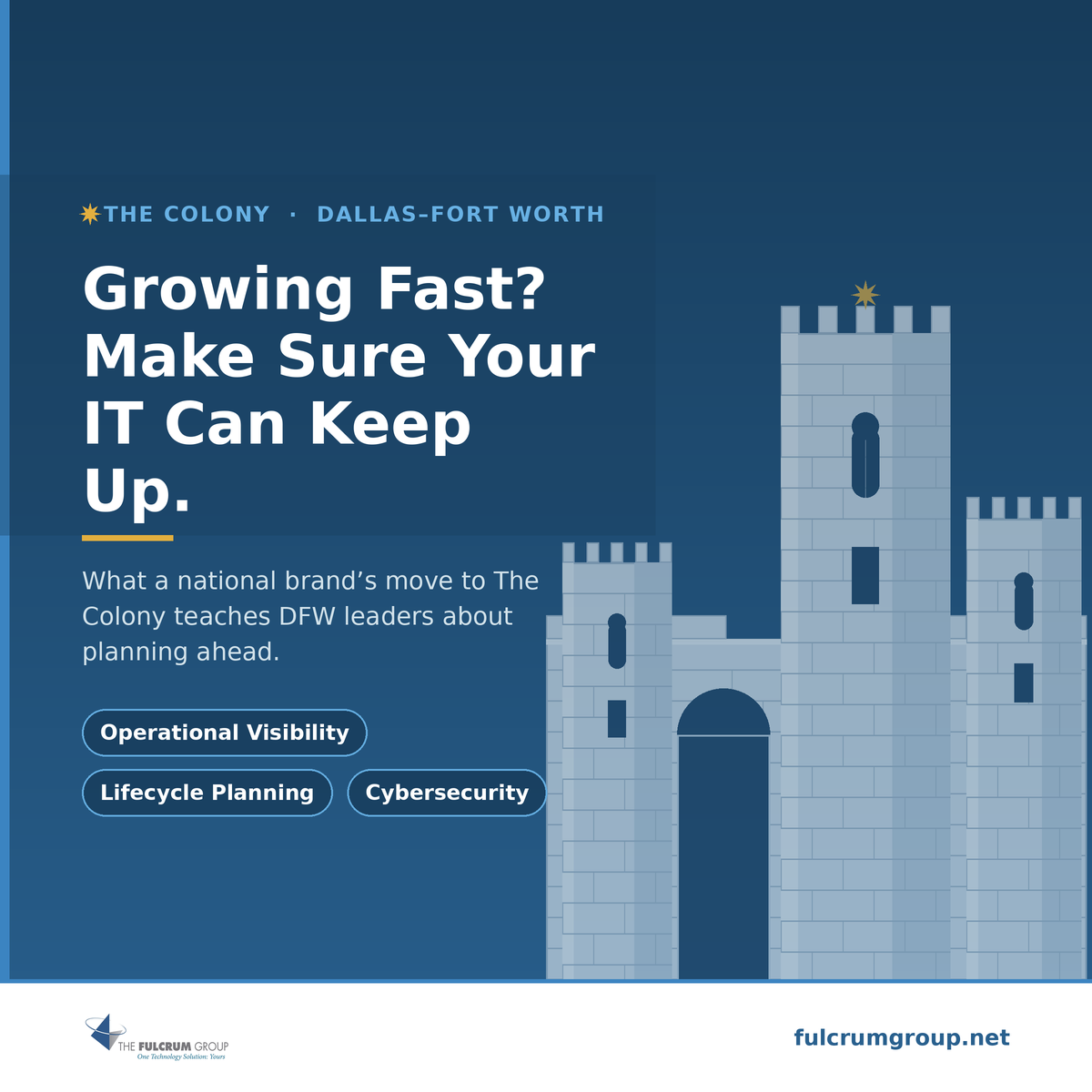 Castle graphic with text about IT keeping up with business growth